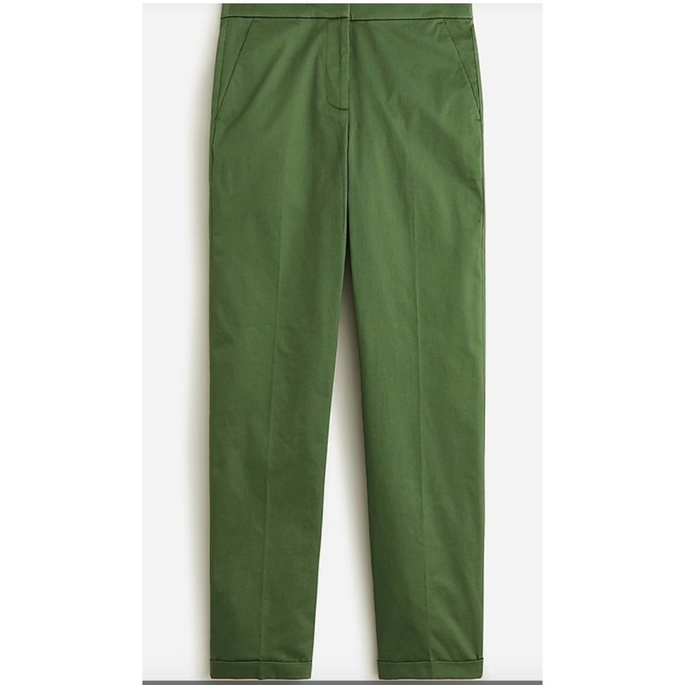 J.Crew $118 Petite Kate Straight Leg Pant Lightweight Chino Green Size P8 BP375